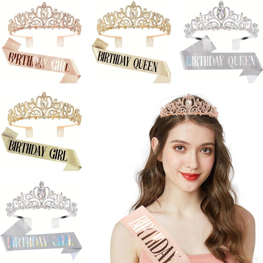 Birthday Sash Glitter - Lot de 2 couronnes et écharpes