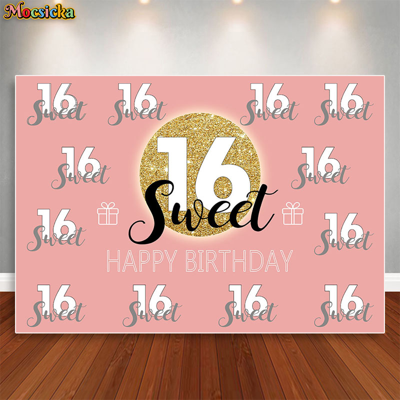 Dessert Table Backdrop - Mocsicka doux 16 anniversaire toile de