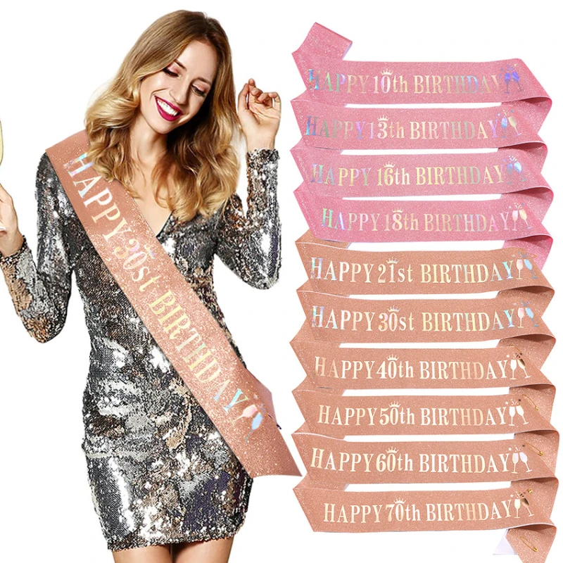 Birthday Sash Glitter - Ceinture à paillettes pour filles et