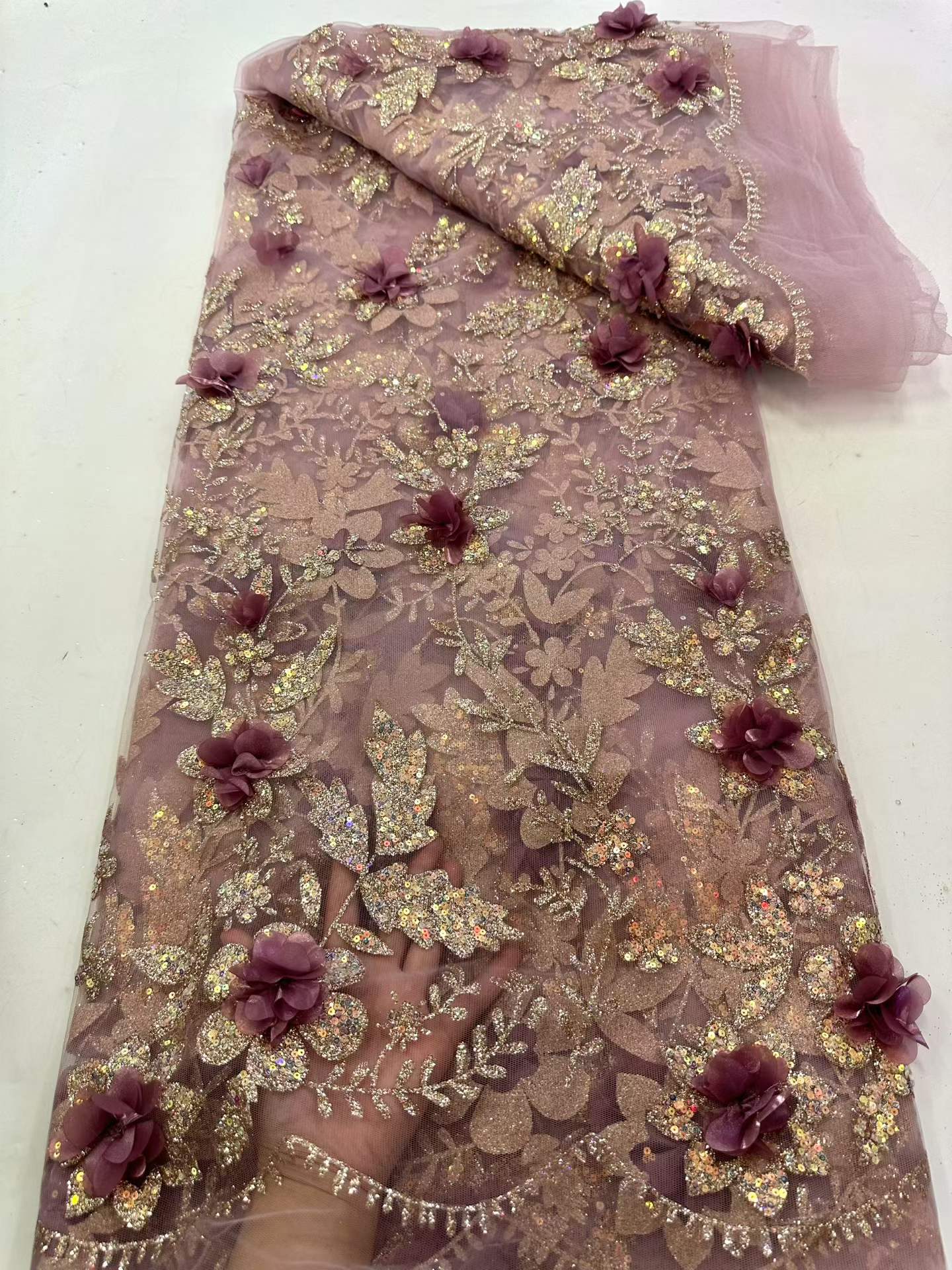 Glitter Tablecloth - Tissu de dentelle africaine brodé de