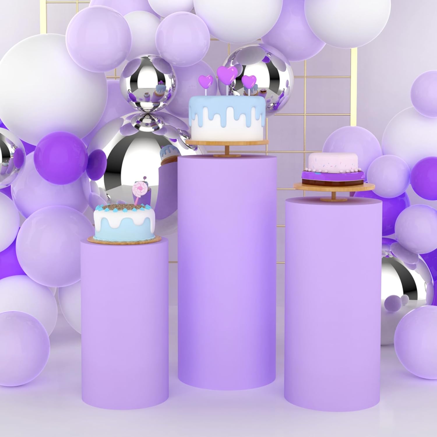Dessert Table Backdrop - Housse de support cylindrique Yeele violette