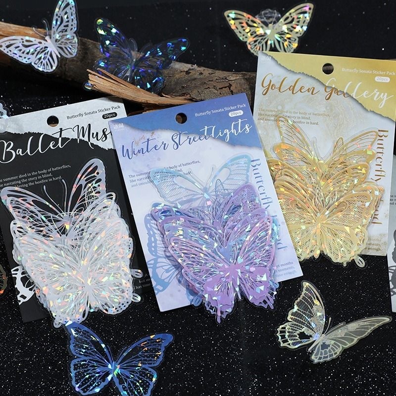 Party Event Supplier - Autocollants papillons 3D en PET bronzés