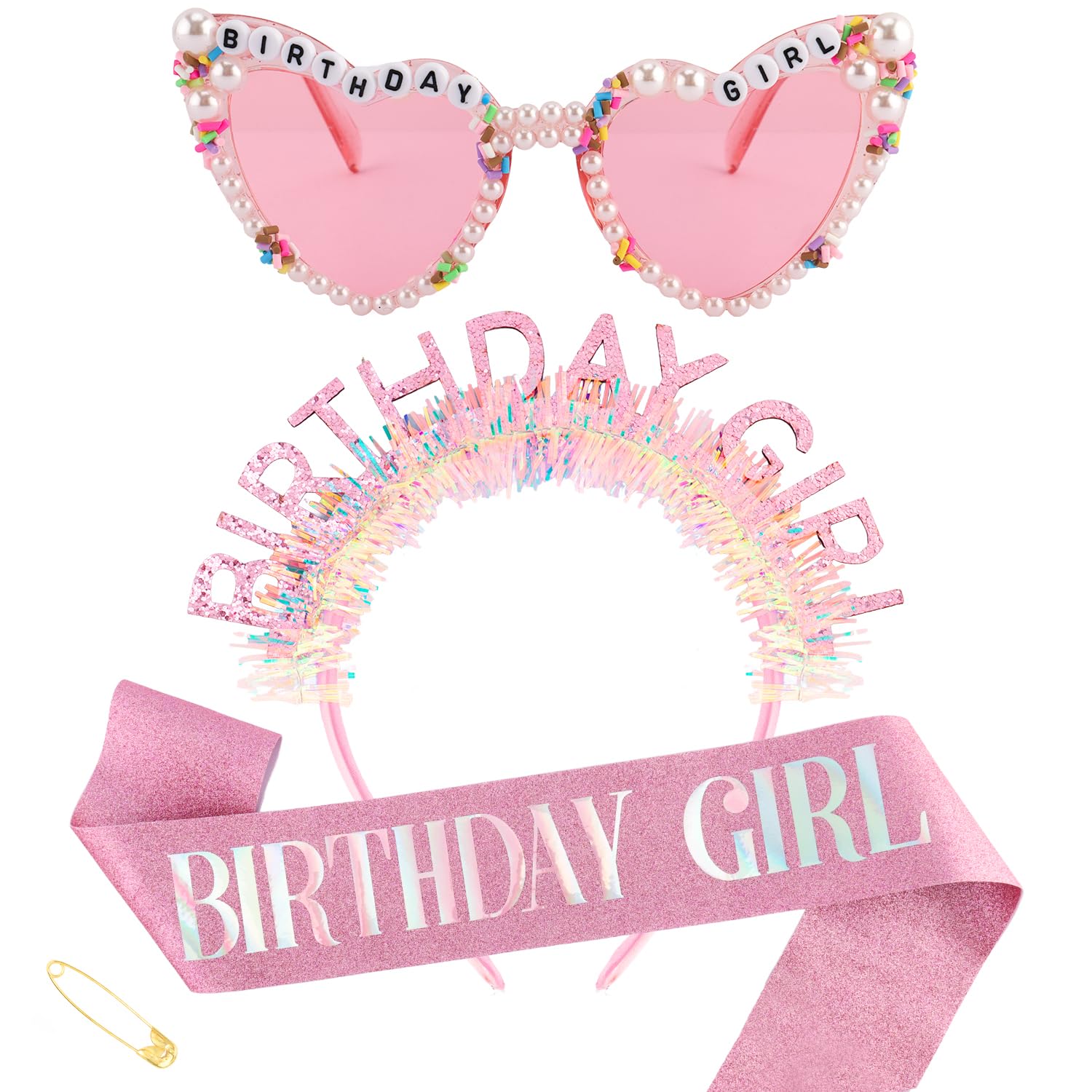 Birthday Sash Glitter - Ensemble Bandeau, Écharpe et Lunettes de