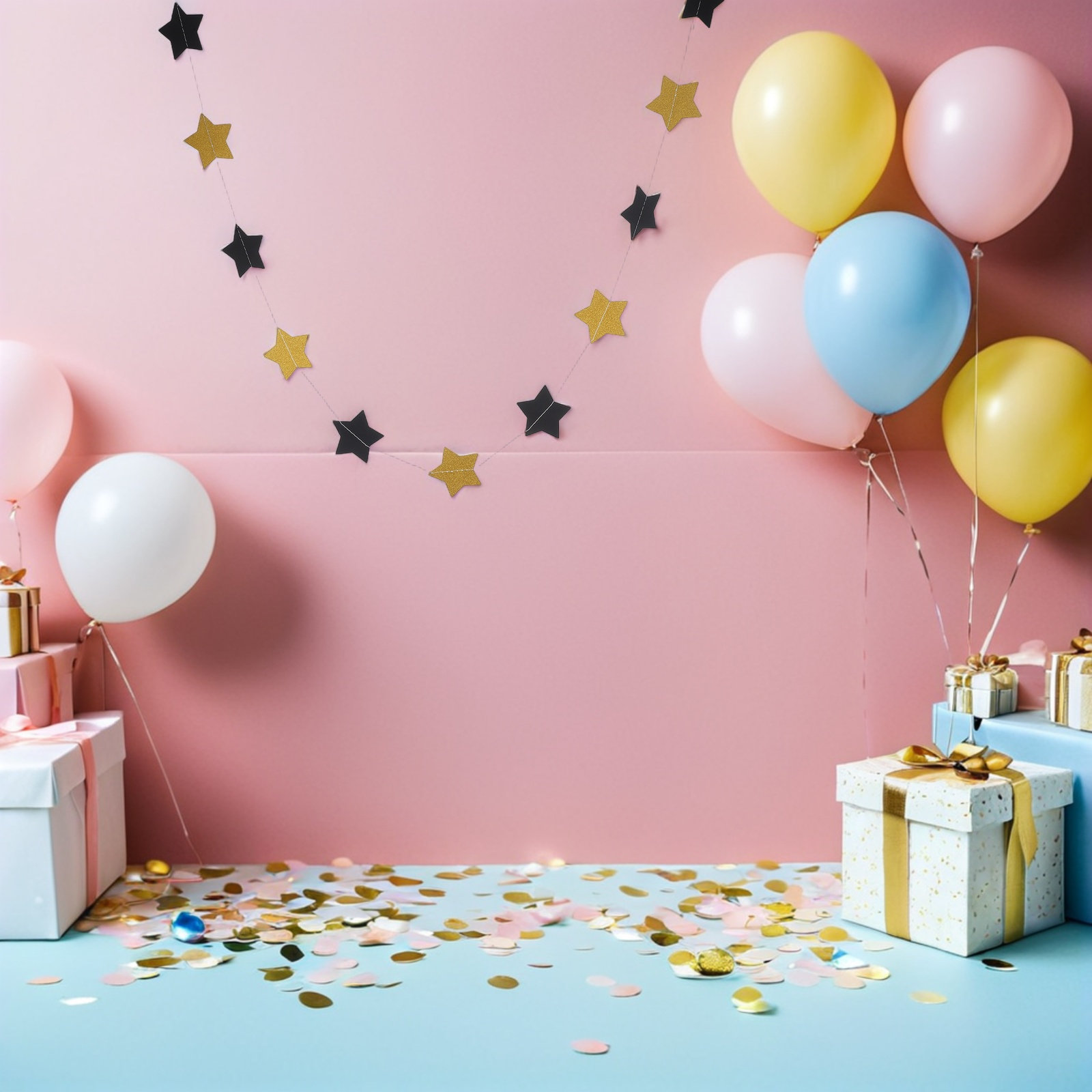 Party Banner Gold - Lot de 2 guirlandes étoiles dorées