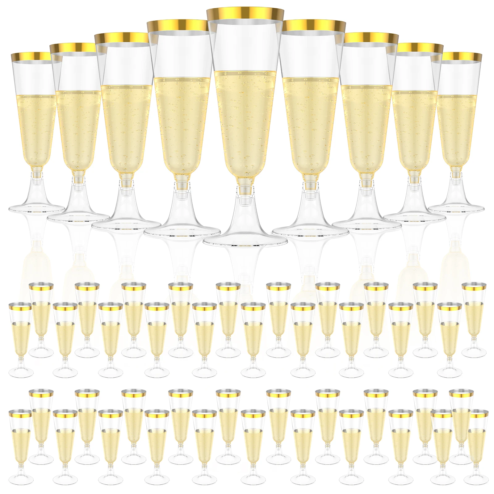Plastic Cup 50Pcs - Flûtes à Champagne en plastique, 50