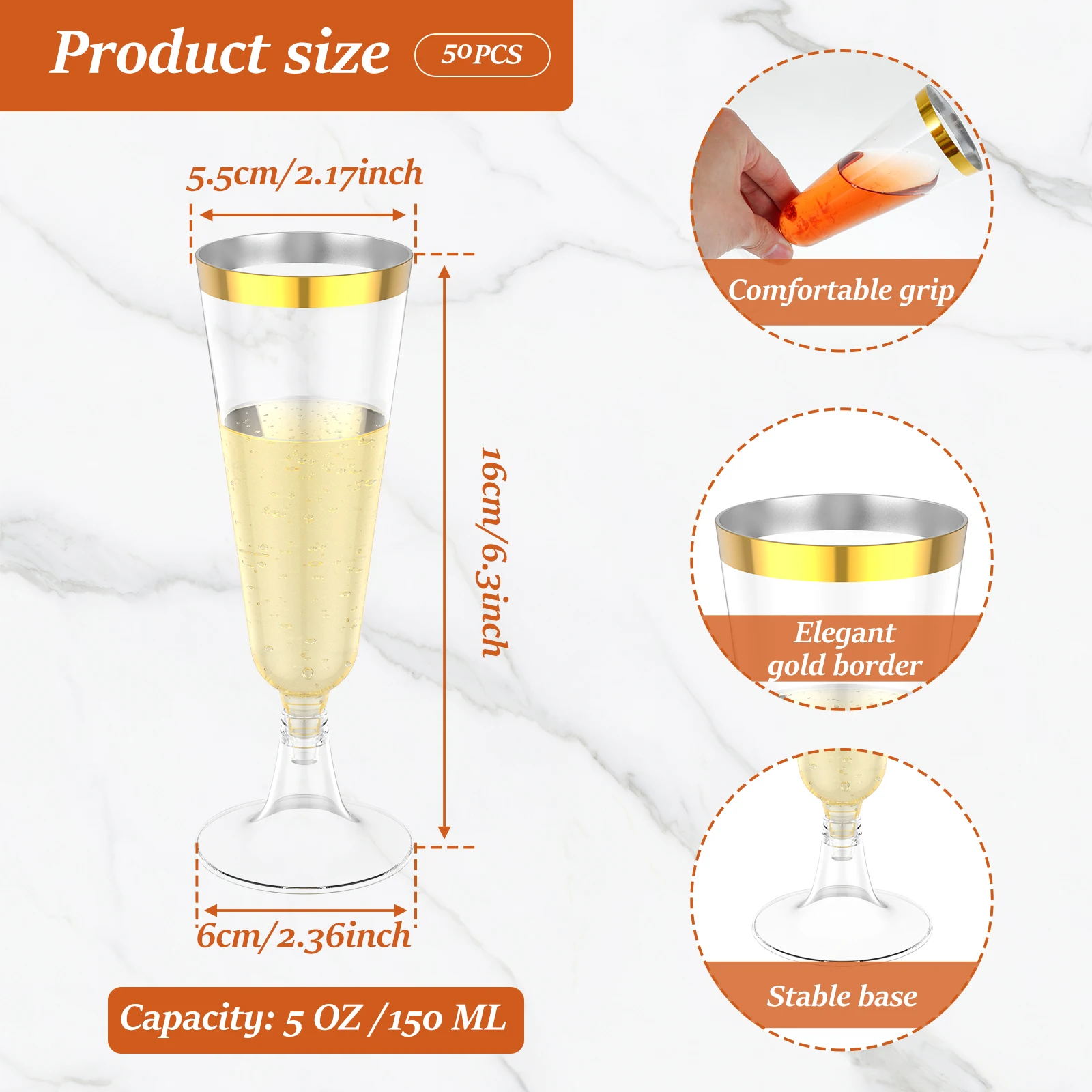 Flûtes à Champagne en plastiqu - Plastic Cup 50Pcs avis et prix