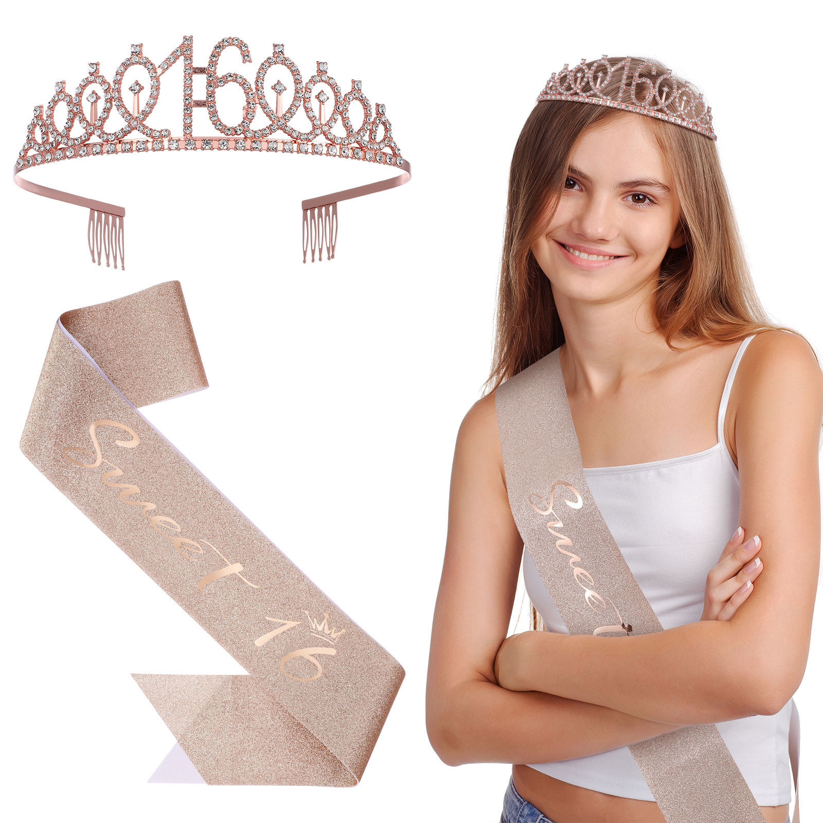 1 ensemble de diadème scintill - Birthday Sash Glitter avis et prix